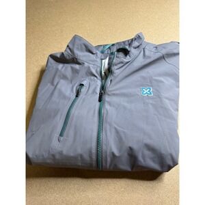 Zero Restriction Mens XL Golf Windbreaker Jacket Grey Teal Full Zip Performance